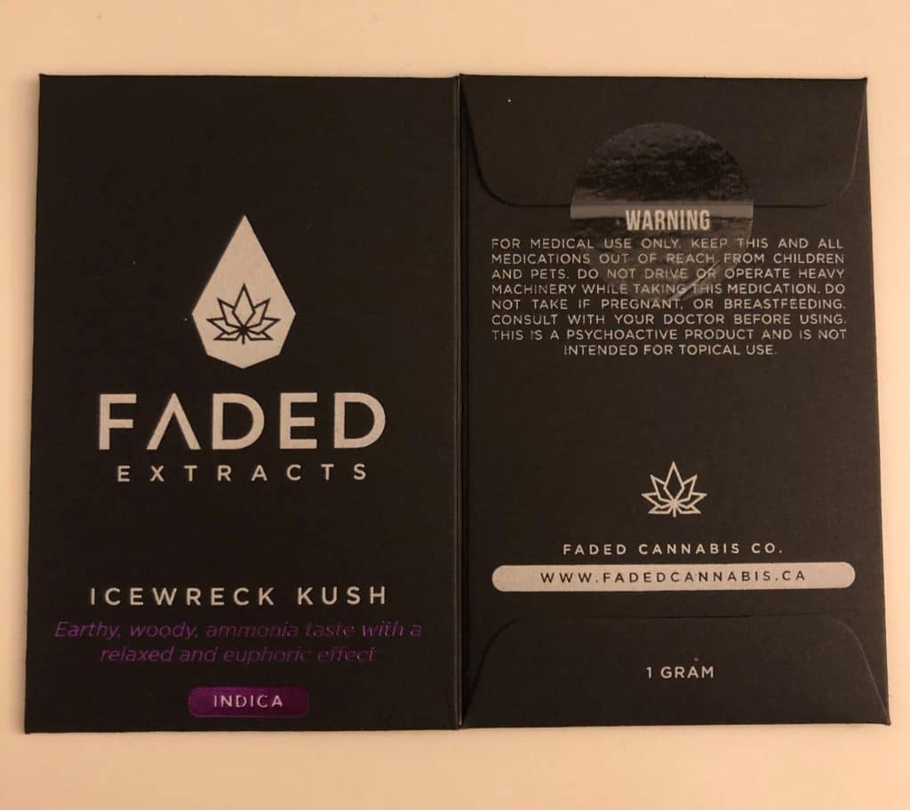 Faded Ice Wreck Kush Premium Shatter 1 Online Dispensary Canada