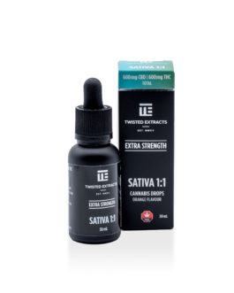Twisted Extracts Extra Strength Oil Drops | Sativa 1:1 Orange Flavoured | 600mg CBD + 600mg THC | 30ml