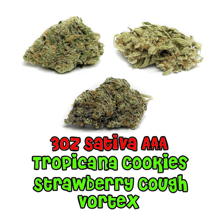 3 oz SATIVA AAA+ Tropicana Cookies Strawberry Cough Vortex Tale