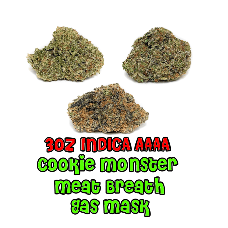 Buy 3 oz INDICA AAAA Cookie Monster Meat Breath Gas Mask Strain