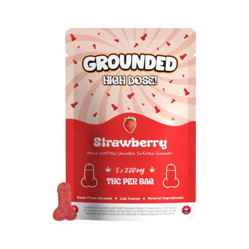 Buy Grounded High Dose Cocks Strawberry 1000mg Cannabis Weed Edibles Gummies Online