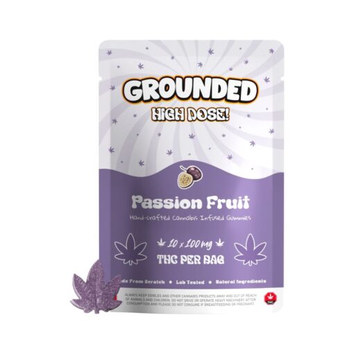 Buy Grounded High Dose Leafs Passion Fruit 1000mg Cannabis Weed Edibles Gummies Online