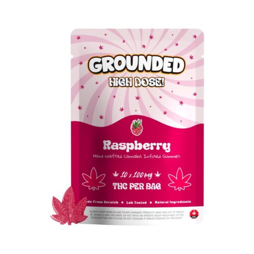 Buy Grounded High Dose Leafs Raspberry 1000mg Cannabis Weed Edibles Gummies Online