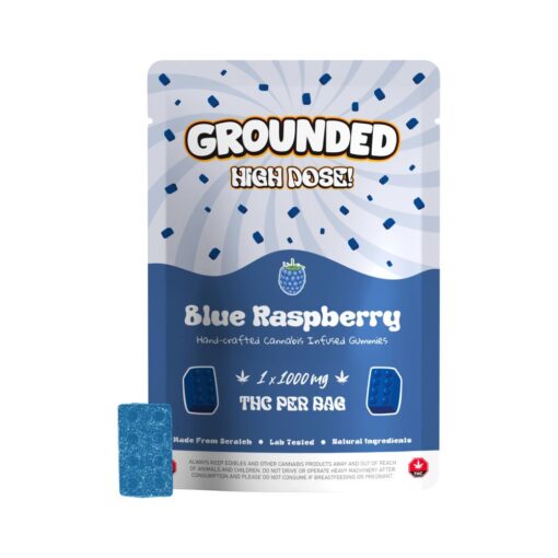 Buy Grounded High Dose Bricks Blue Raspberry 1000mg Cannabis Weed Edibles Gummies Online