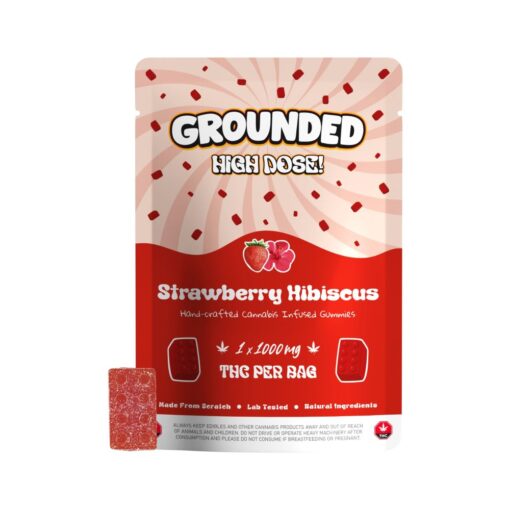 Buy Grounded High Dose Bricks Strawberry Hibiscus 1000mg Cannabis Weed Edibles Gummies Online