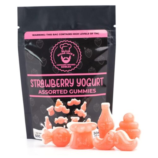 Buy Sugar Jack's Strawberry Yogurt Cannabis Weed THC Gummies Edibles Online